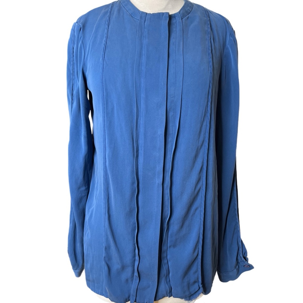 Diane von Furstenberg Blue Silk Long-Sleeve Blouse